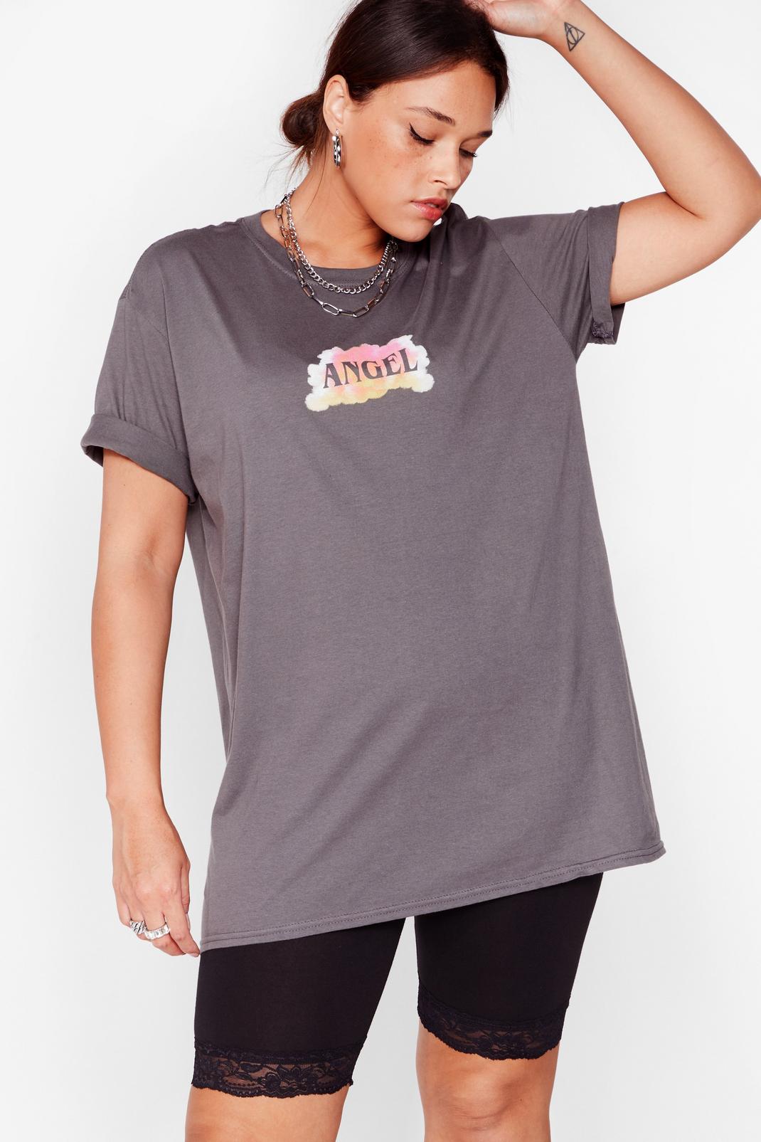 Charcoal Plus Size Angel Graphic T-Shirt image number 1