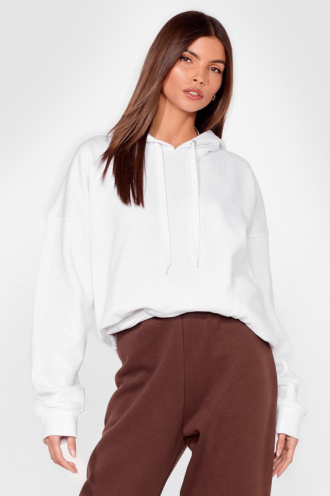 White A Big Believer Oversized Pullover Hoodie image number 1