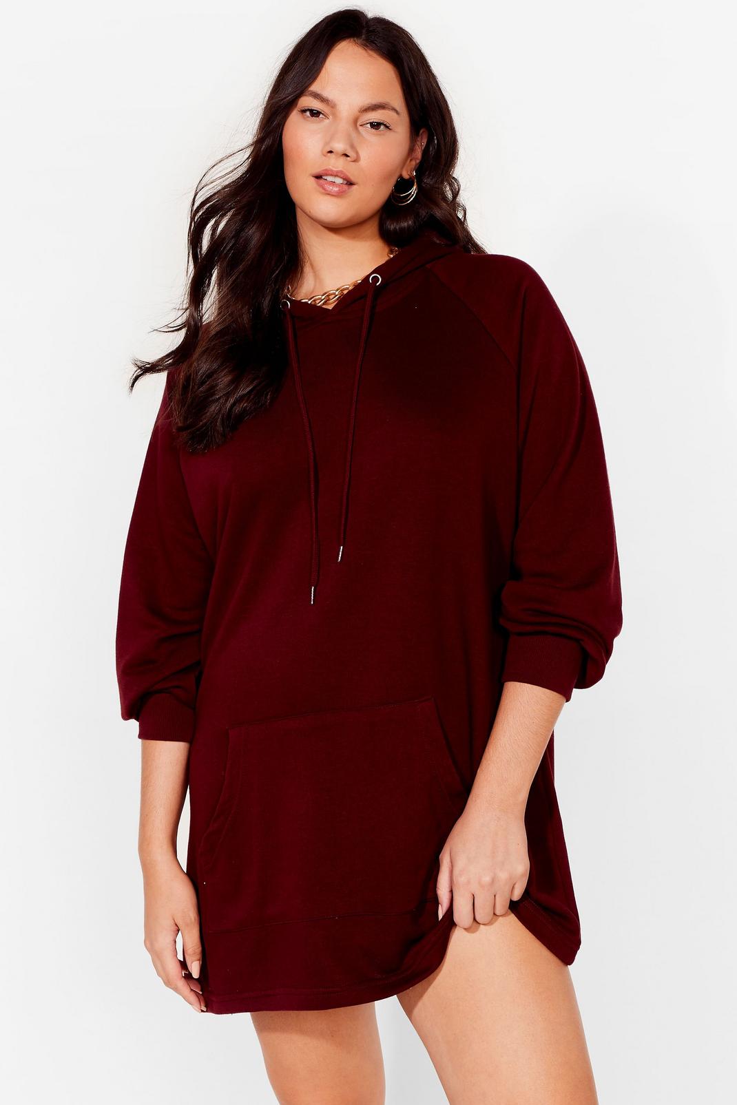 Berry Plus Size Longline Oversized Hoodie Dress image number 1
