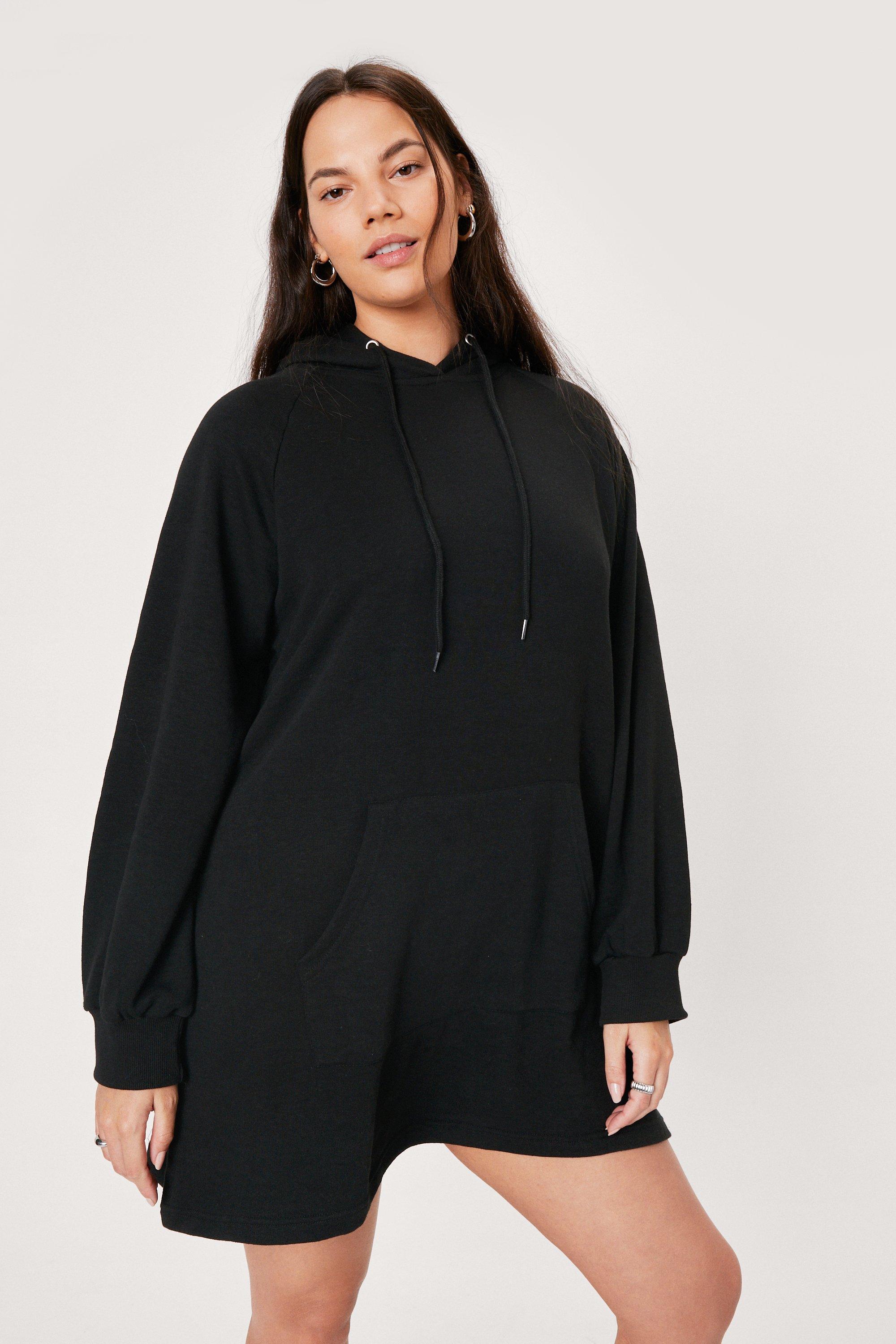 Plus size outlet black hoodie dress