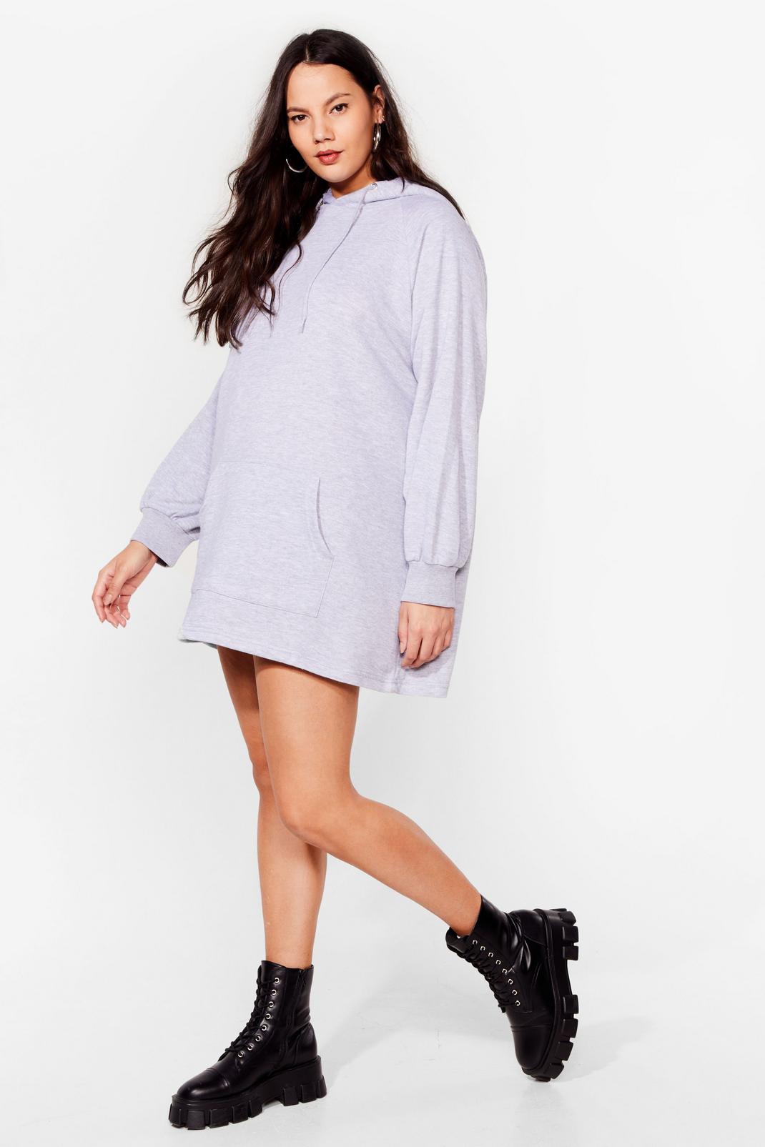 Grey Plus Size Longline Oversized Hoodie Dress image number 1