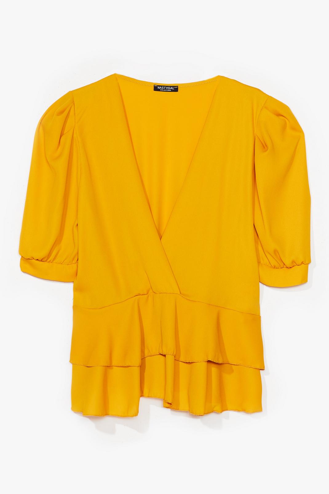 Mustard Plus Size Double Layer Puff Sleeve Top image number 1