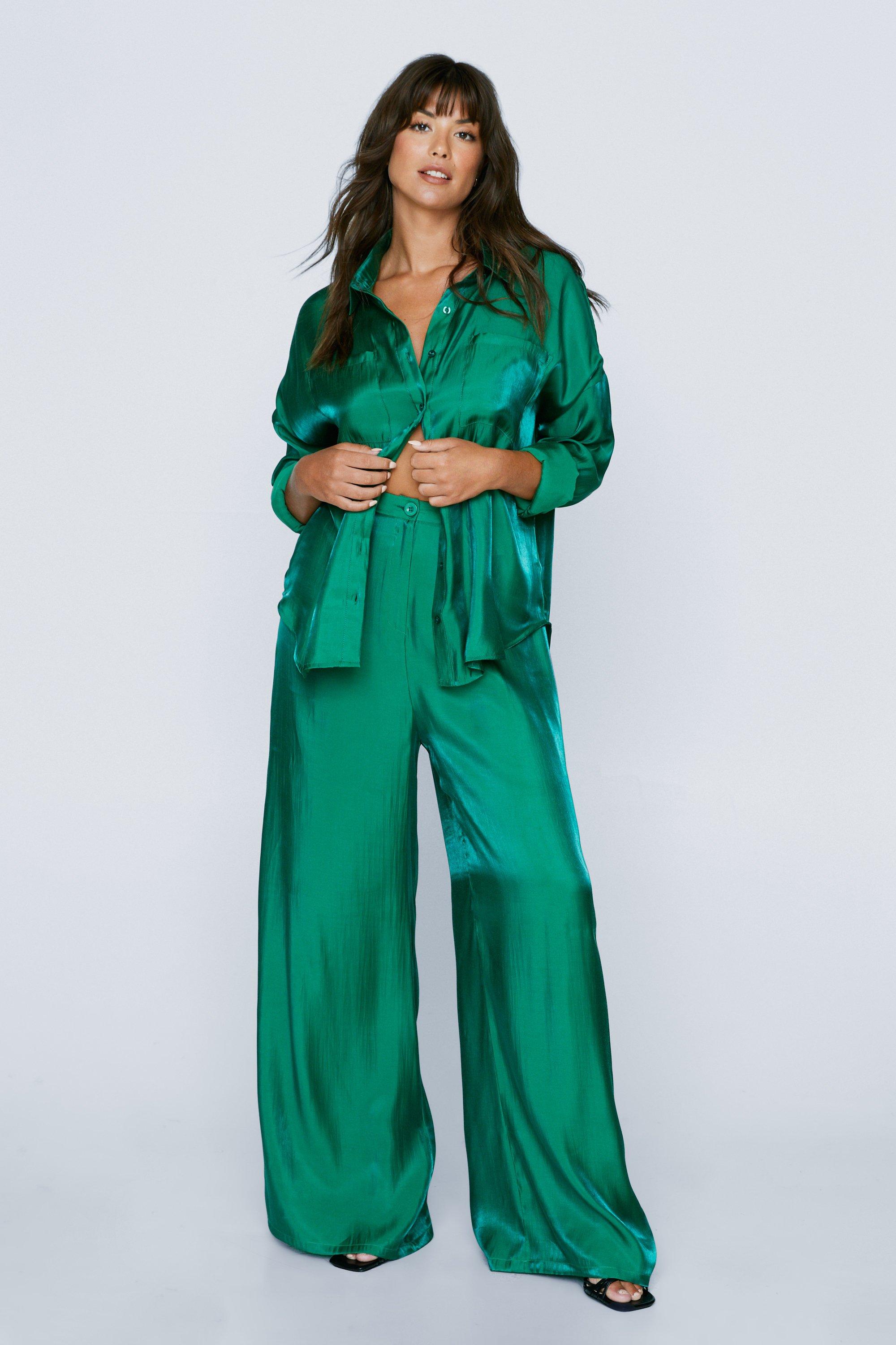 satin wide leg pants plus size