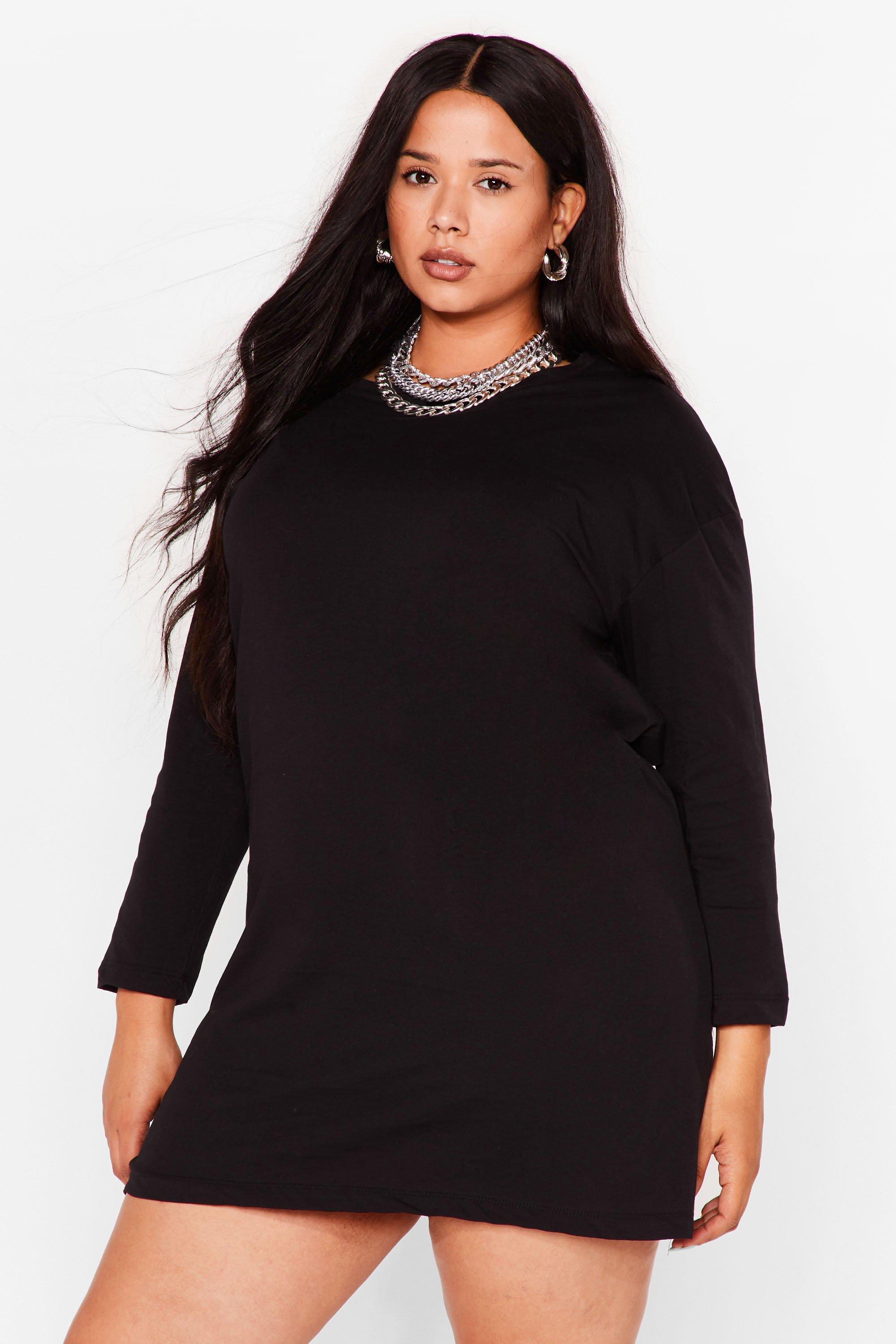 Plus Size Long Sleeve T Shirt Dress Nasty Gal