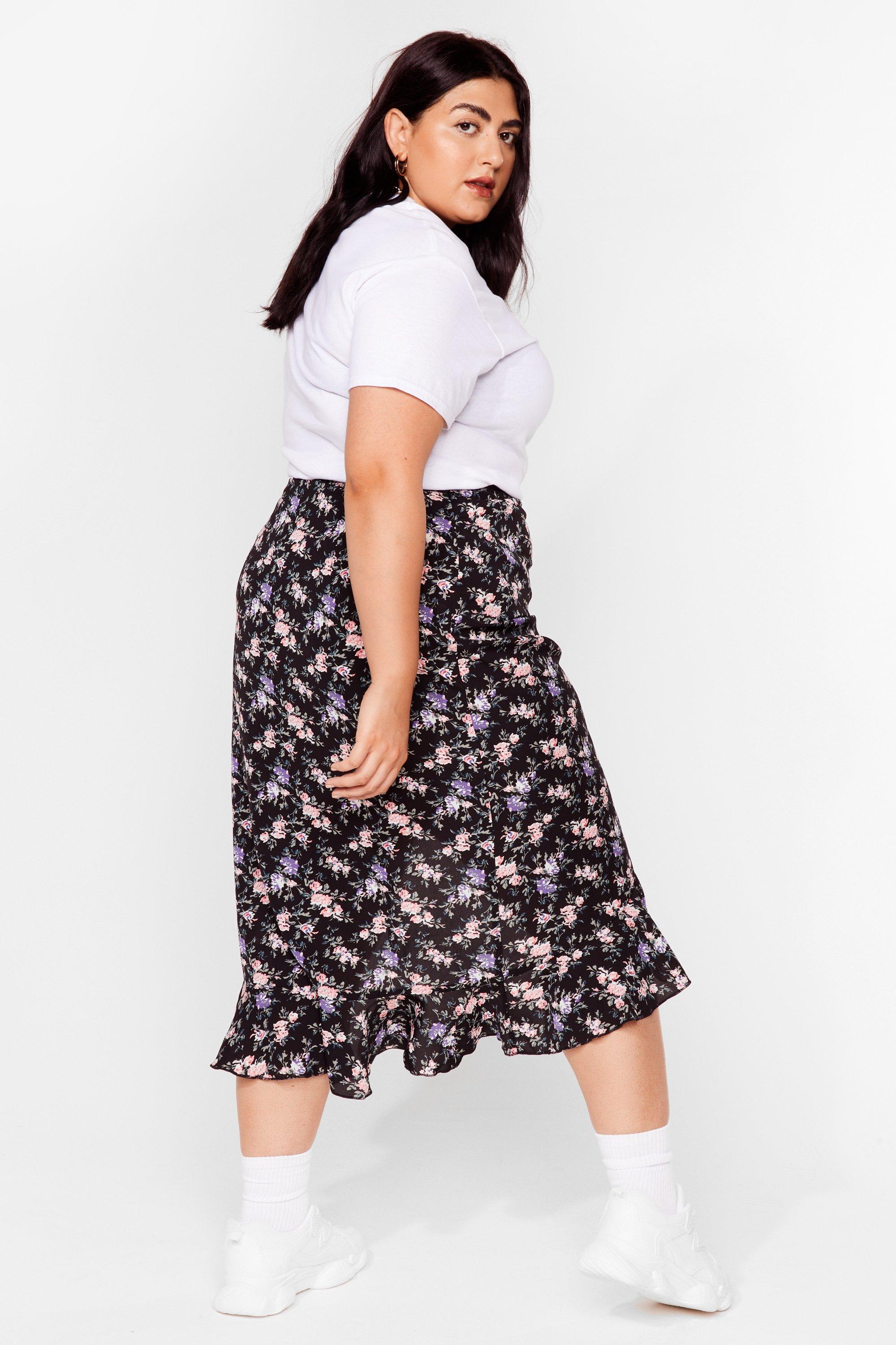 Floral midi clearance skirt plus size