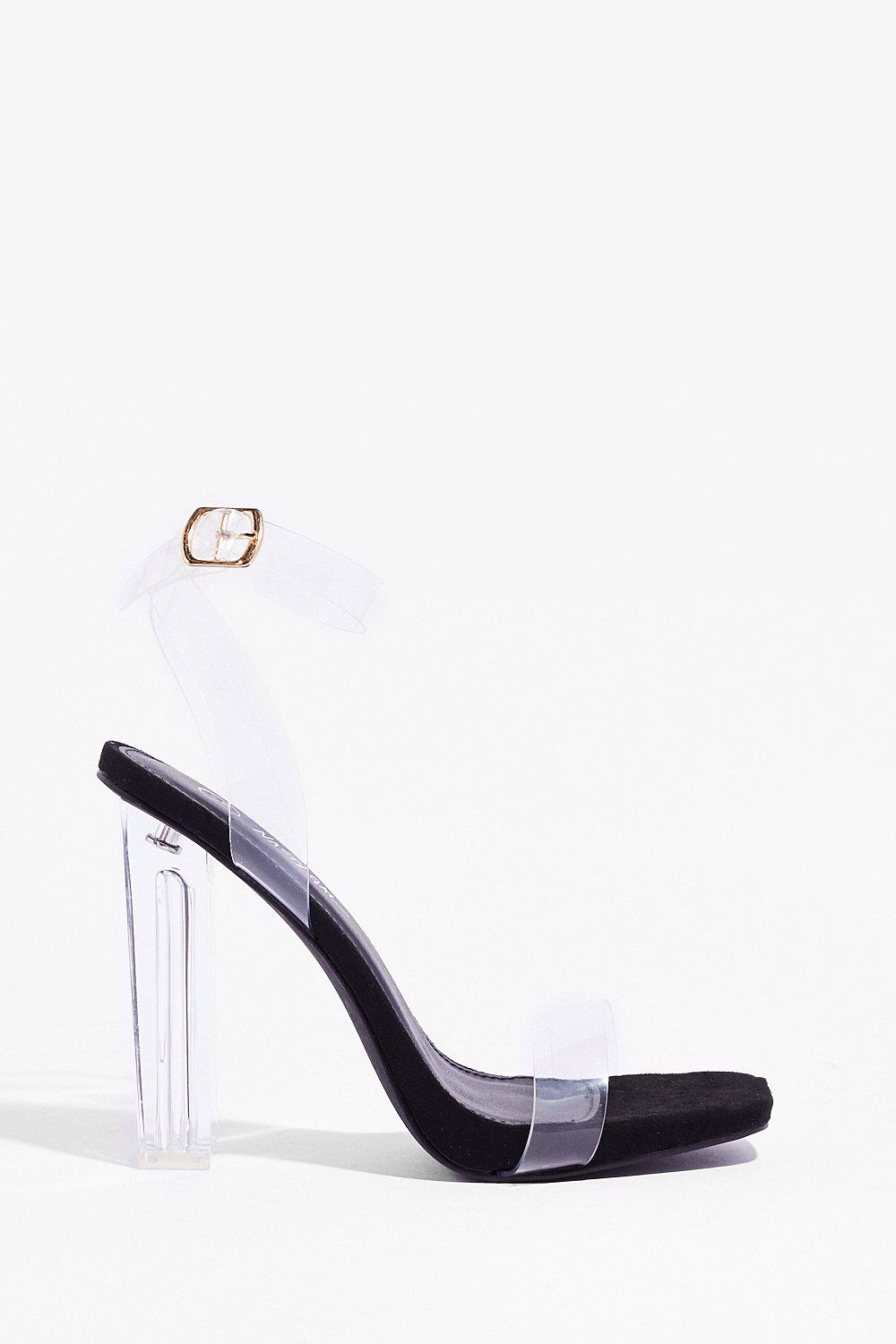 Wide fit outlet clear block heels