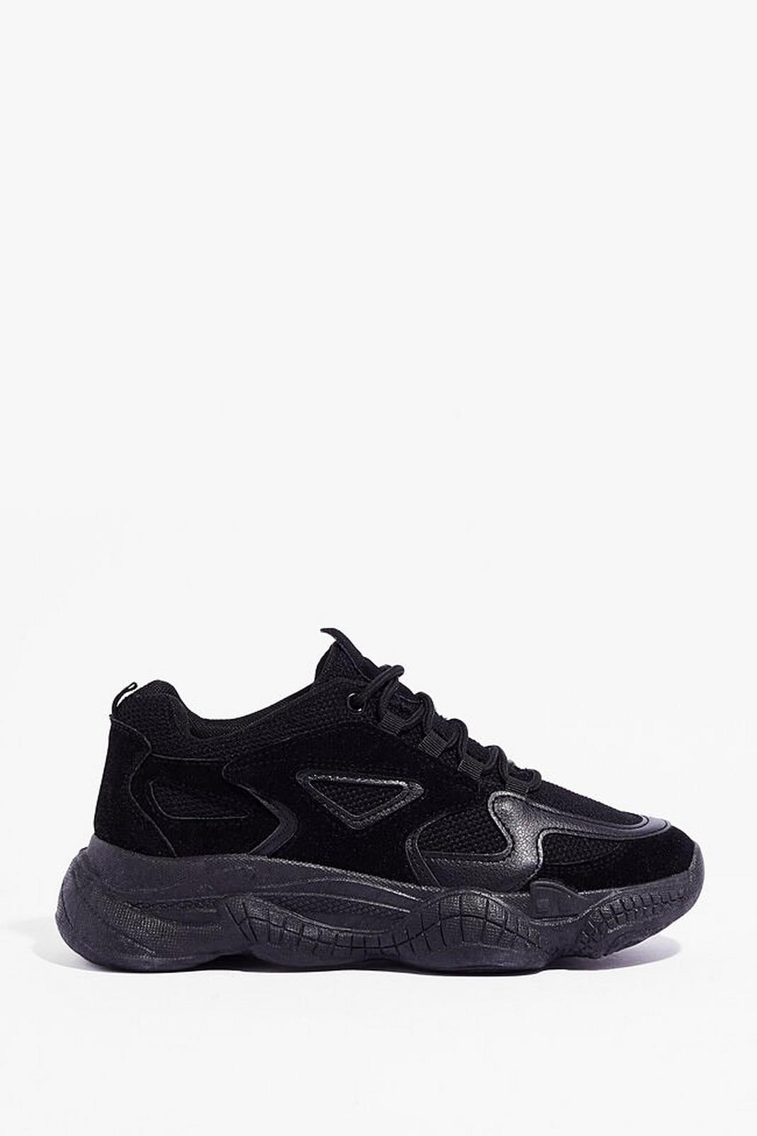 Black On My Way Wide Fit Chunky Sneakers image number 1