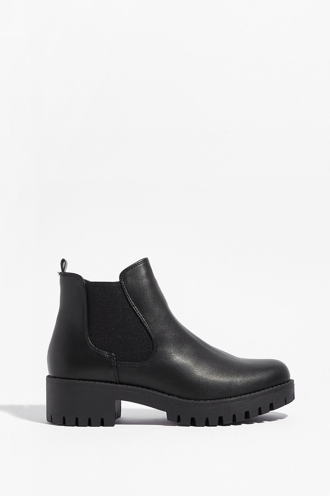 Black Chunky Faux Leather Chelsea Boots image number 1