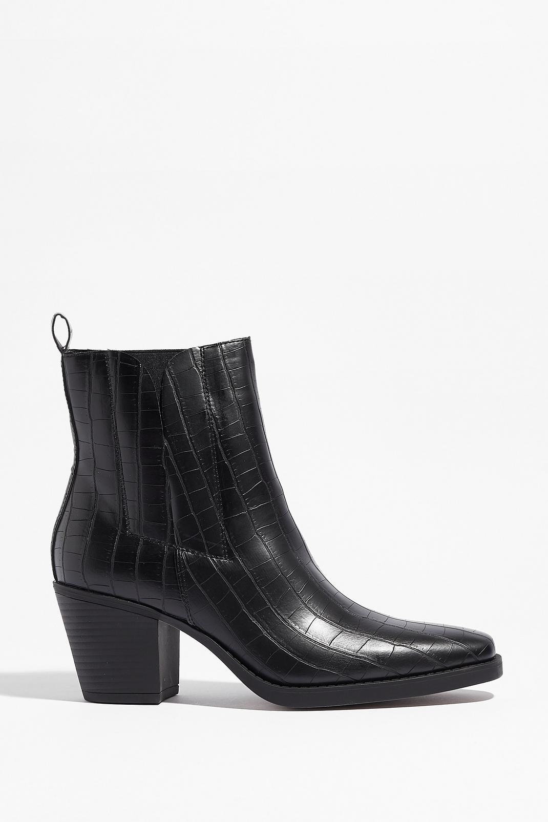 Black Faux Leather Croc Chelsea Boots image number 1