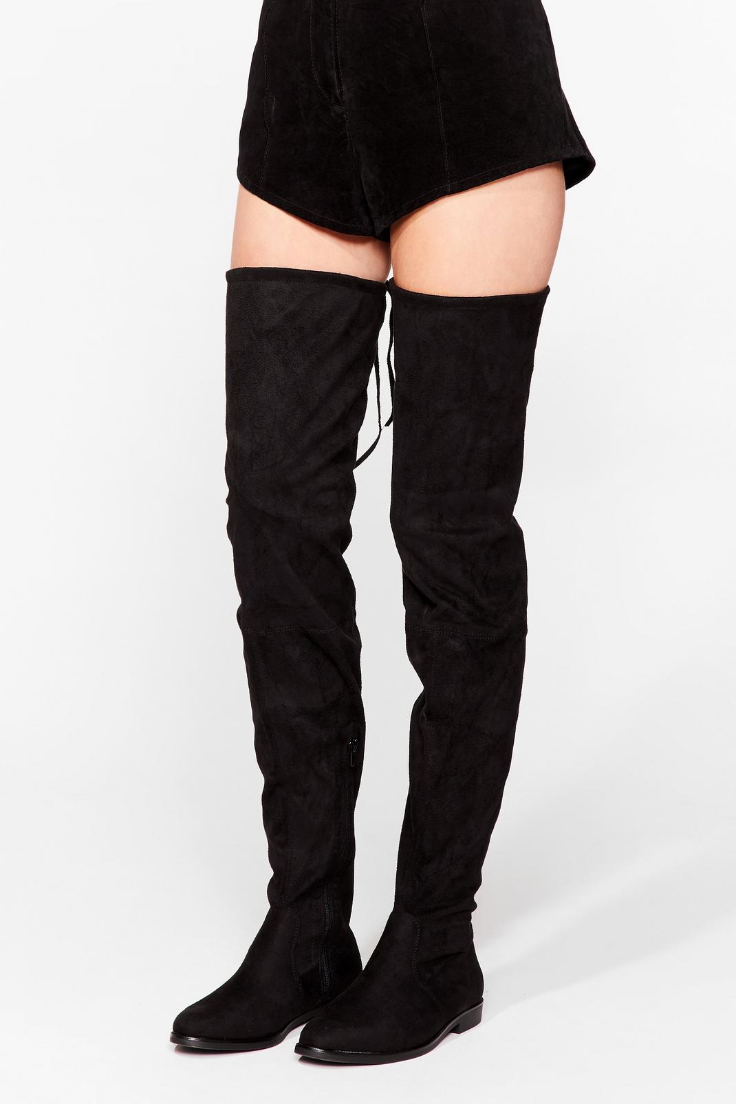 Black Start Over-the-Knee Faux Suede Boots image number 1