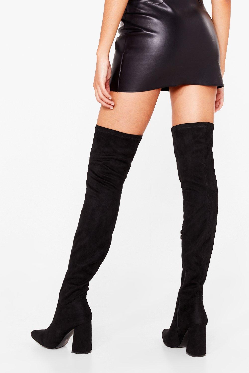 Suede over the knee heeled clearance boots