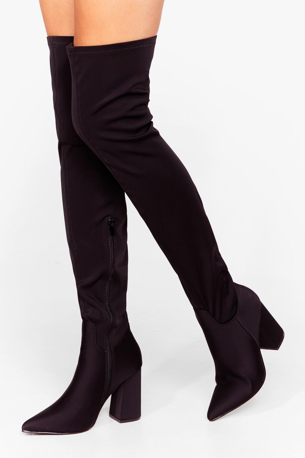 Faux Suede Over the Knee Heeled Boots image number 1