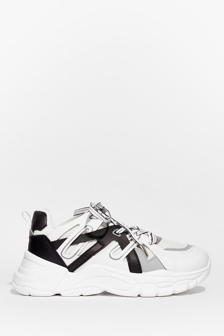 Contrast Faux Leather Chunky Trainers