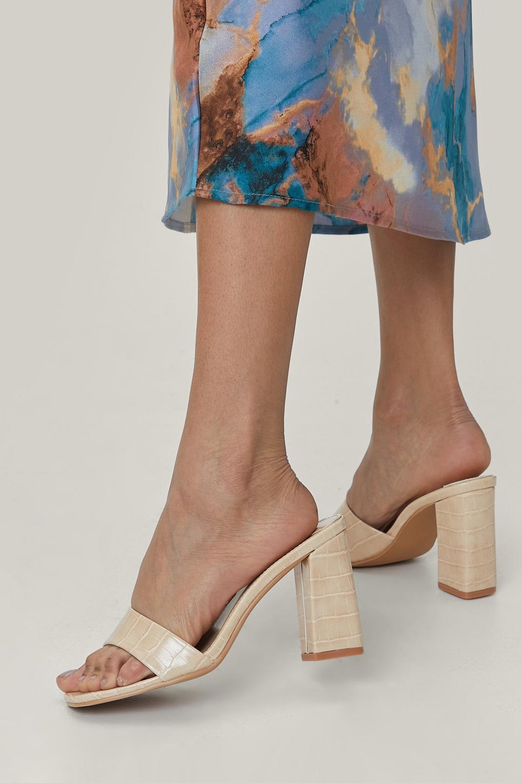 Nude Croc With You Asymmetric Heeled Mules image number 1