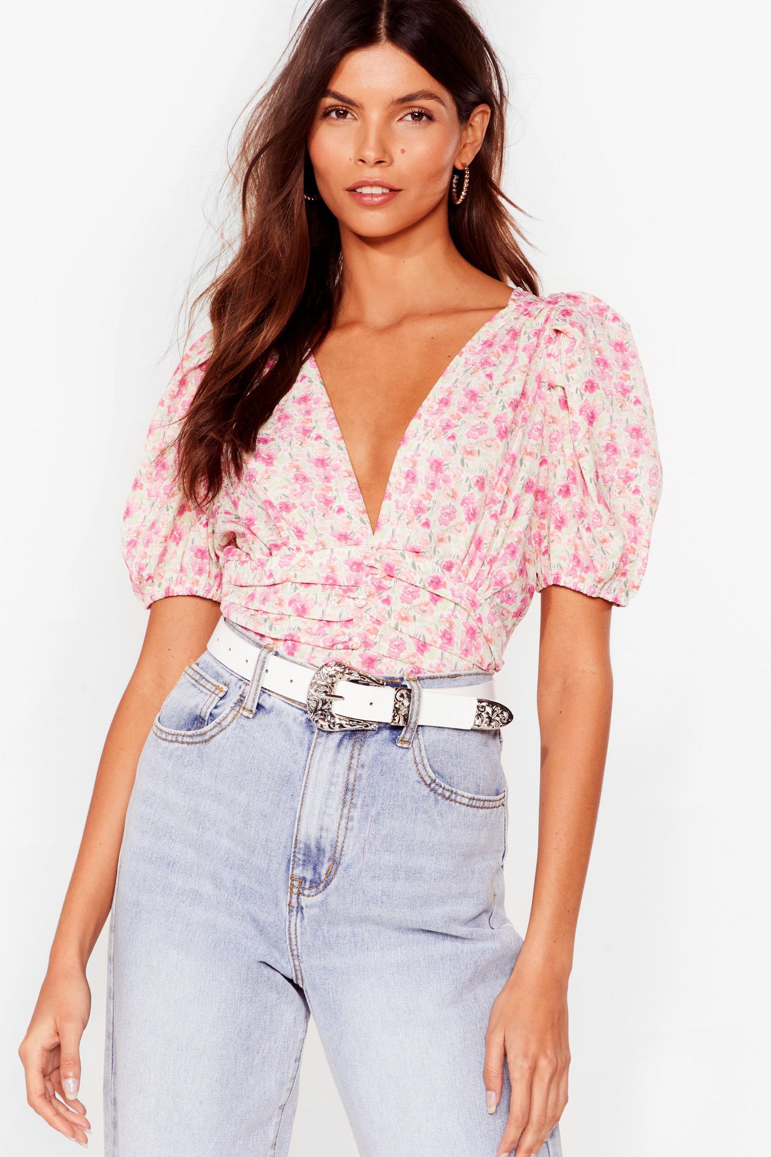 floral puff sleeve shirtdress