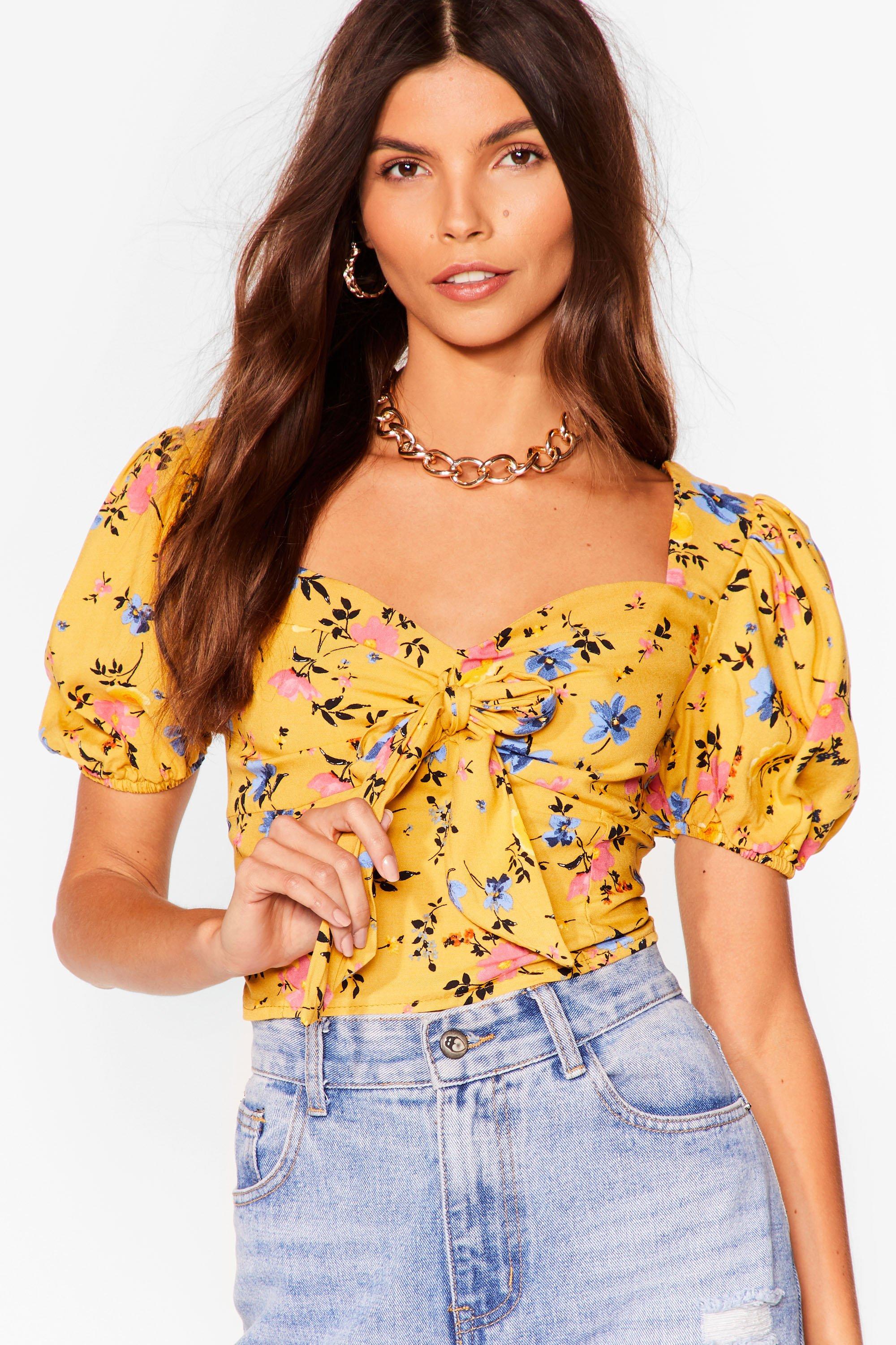 yellow puff sleeve blouse