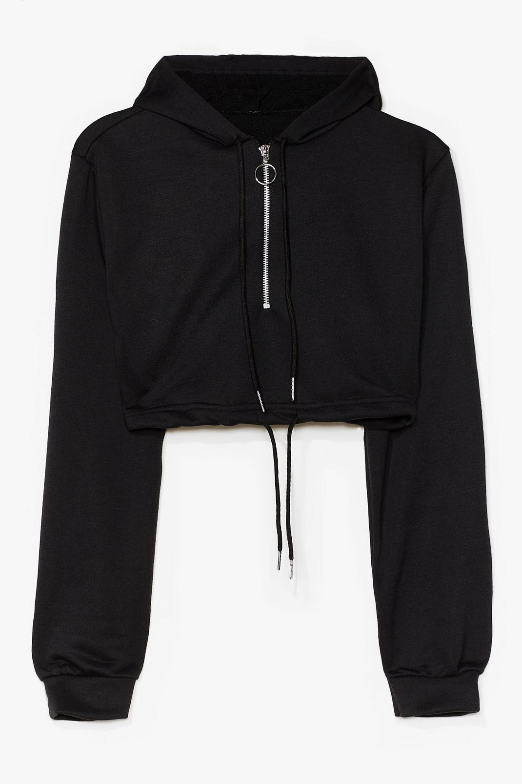 Black O-Ring It on Cropped Workout Hoodie image number 1
