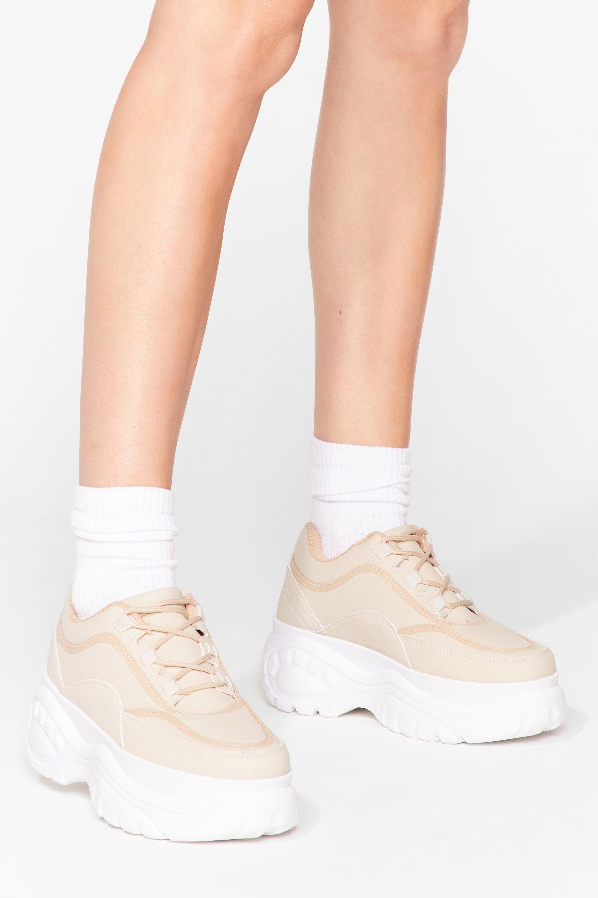 beige chunky trainers