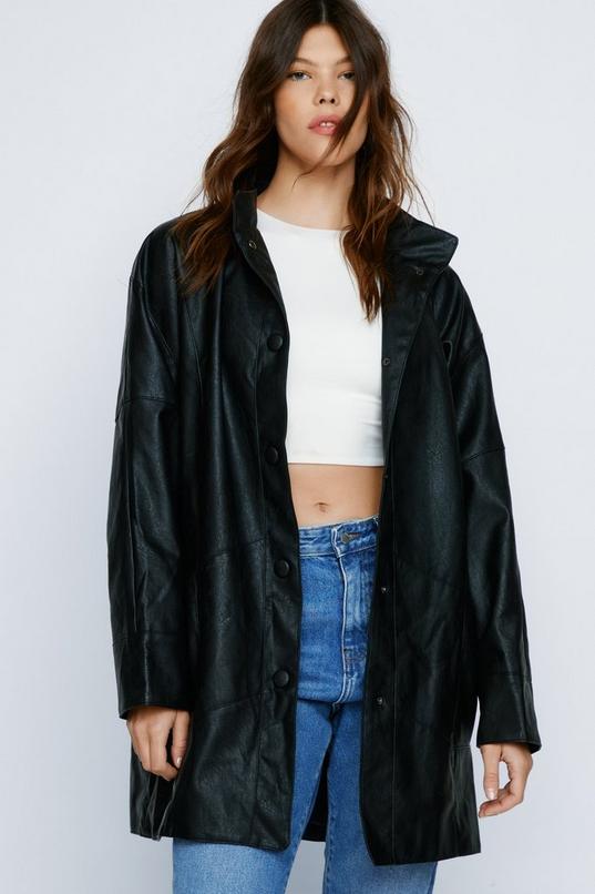 Oversized Faux Leather Longline Jacket | Nasty Gal