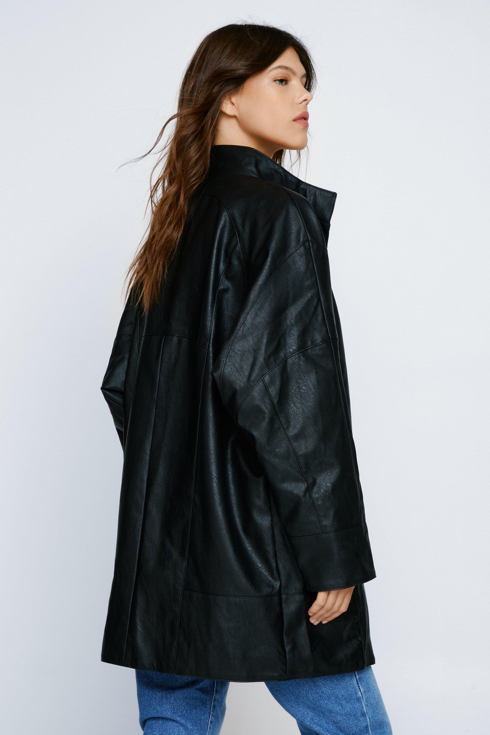 Oversized Faux Leather Longline Jacket