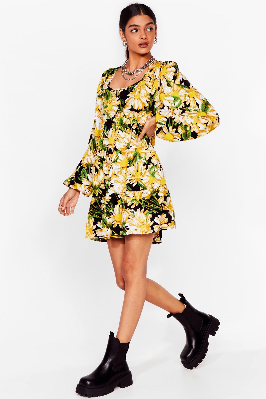 Get Some Sunflower Floral Mini Dress image number 1