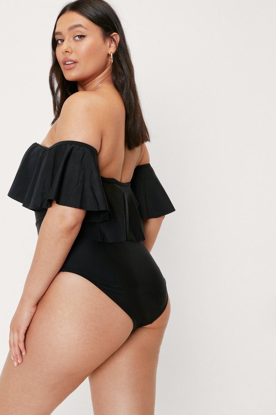 Plus Size Off The Shoulder Ruffle Swimsuit