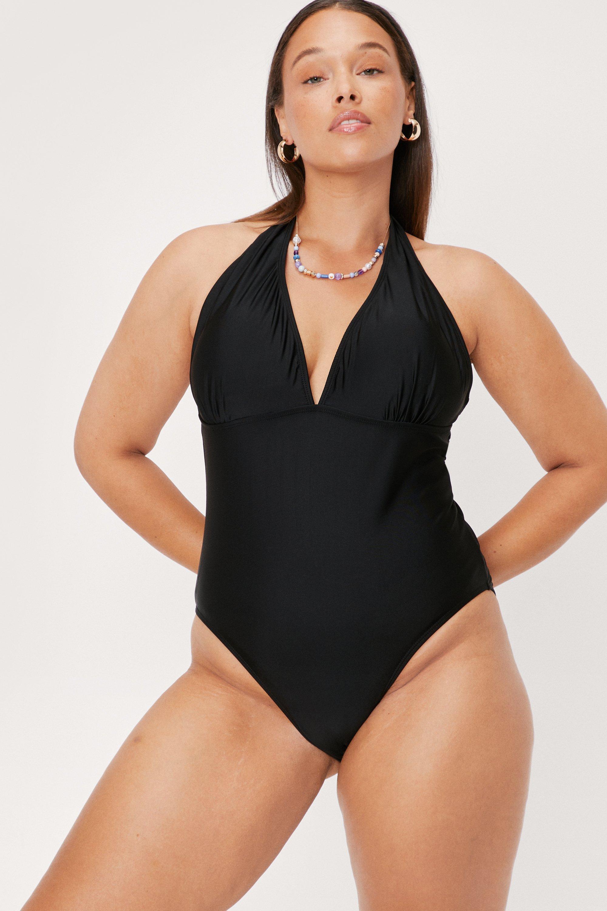 Tak for din hjælp form Rundt om Plus Size V Neck Halter Swimsuit | Nasty Gal