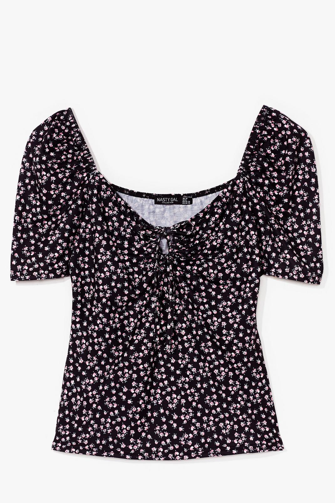 Floral Scoop Neck Cut Out Blouse image number 1