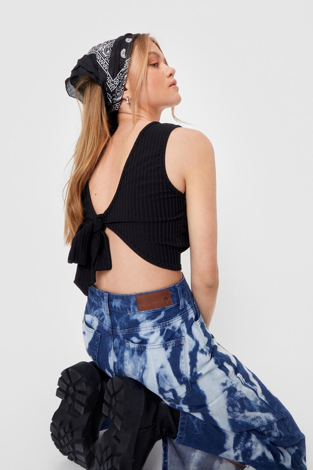 Rolling in the Deep Ribbed Tie Crop Top image number 1