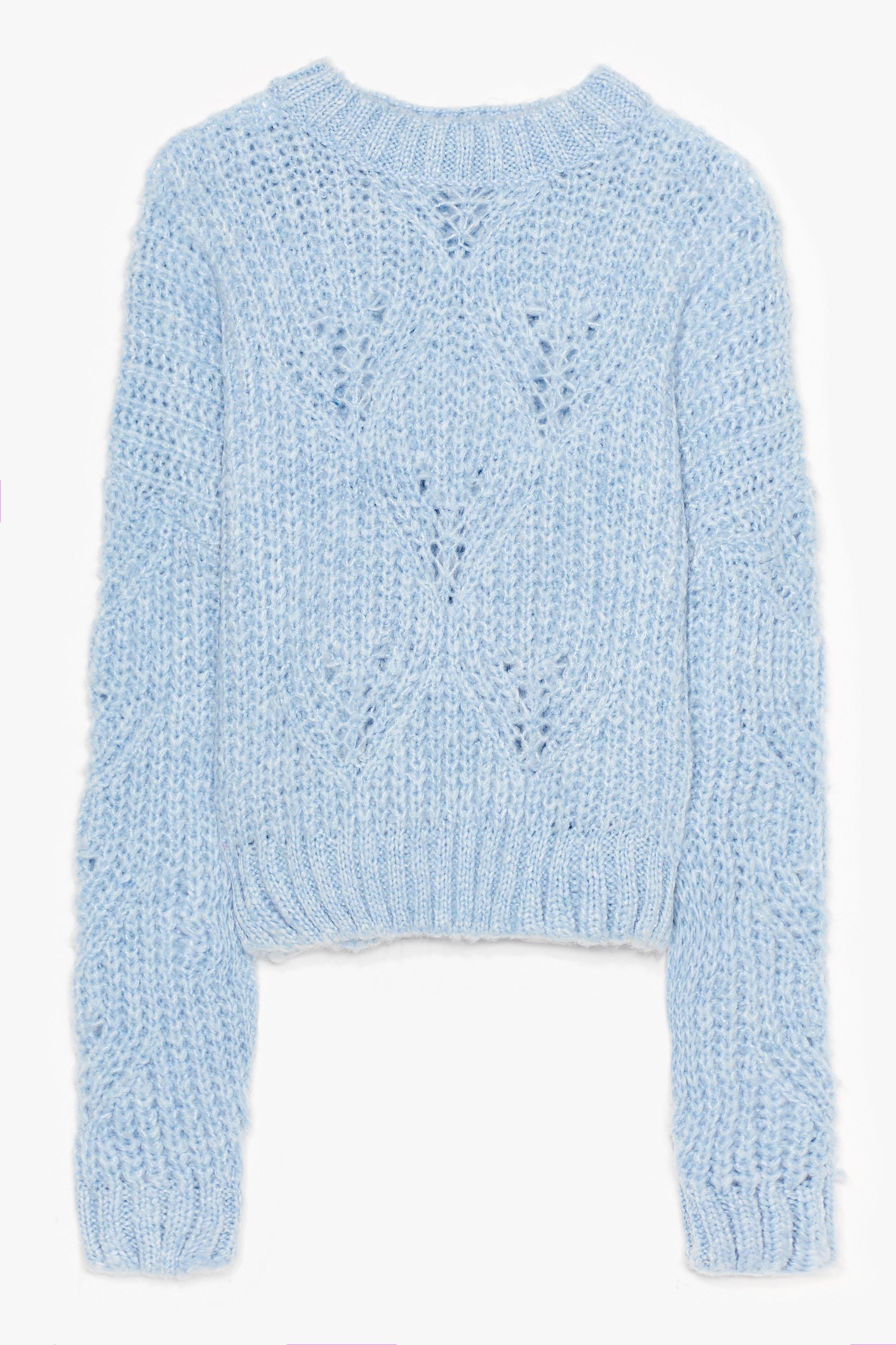 blue knit sweater