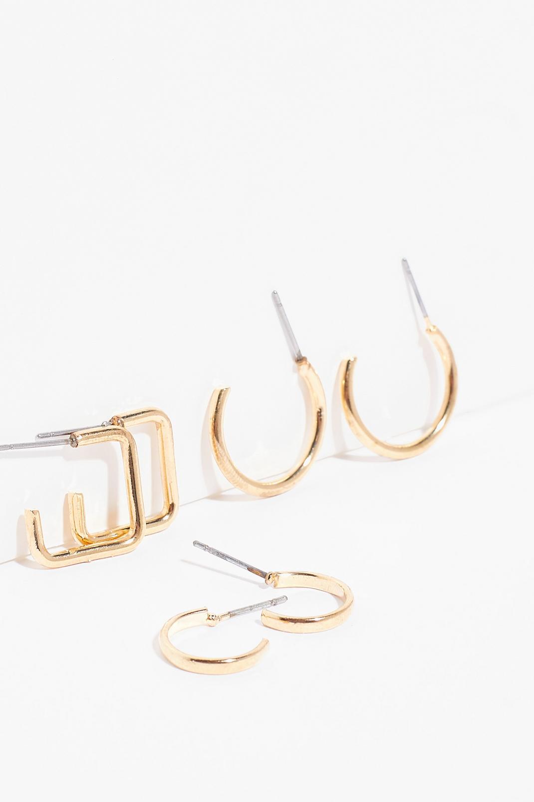 Gold Throw Some Shapes 3-Pc Hoop Earring Set image number 1