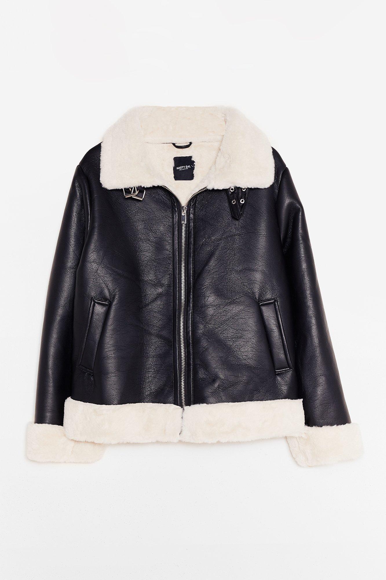 plus size leather aviator jacket