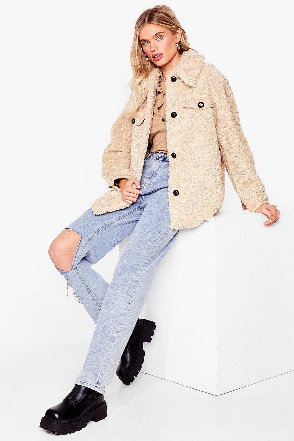 faux shearling shirt