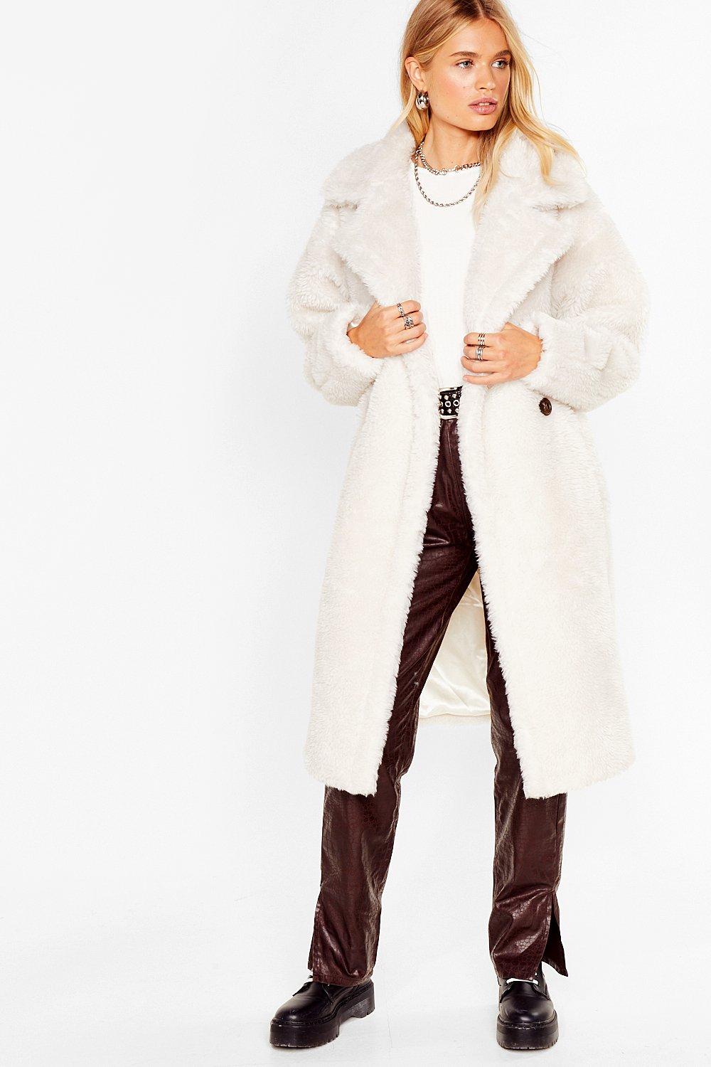 Oversized Longline Faux Fur Teddy Coat Nasty Gal