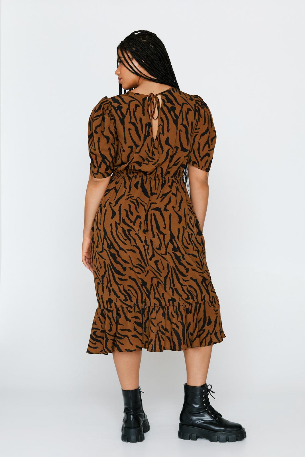 109 Plus Size Tiger Wrap Midi Dress image number 2