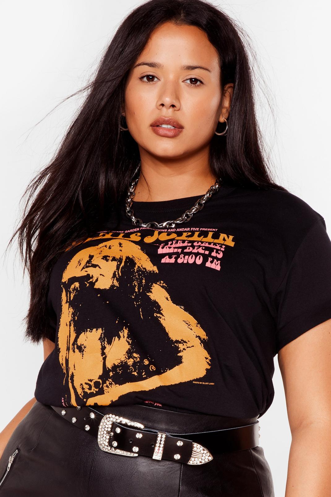 Black Plus Size Janis Joplin Graphic T-Shirt image number 1