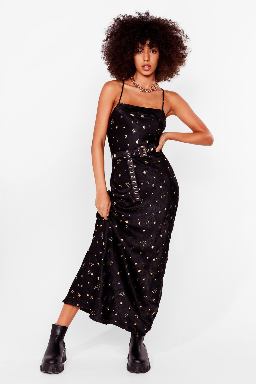 Black Star Strappy Cowl Back Maxi Dress image number 1