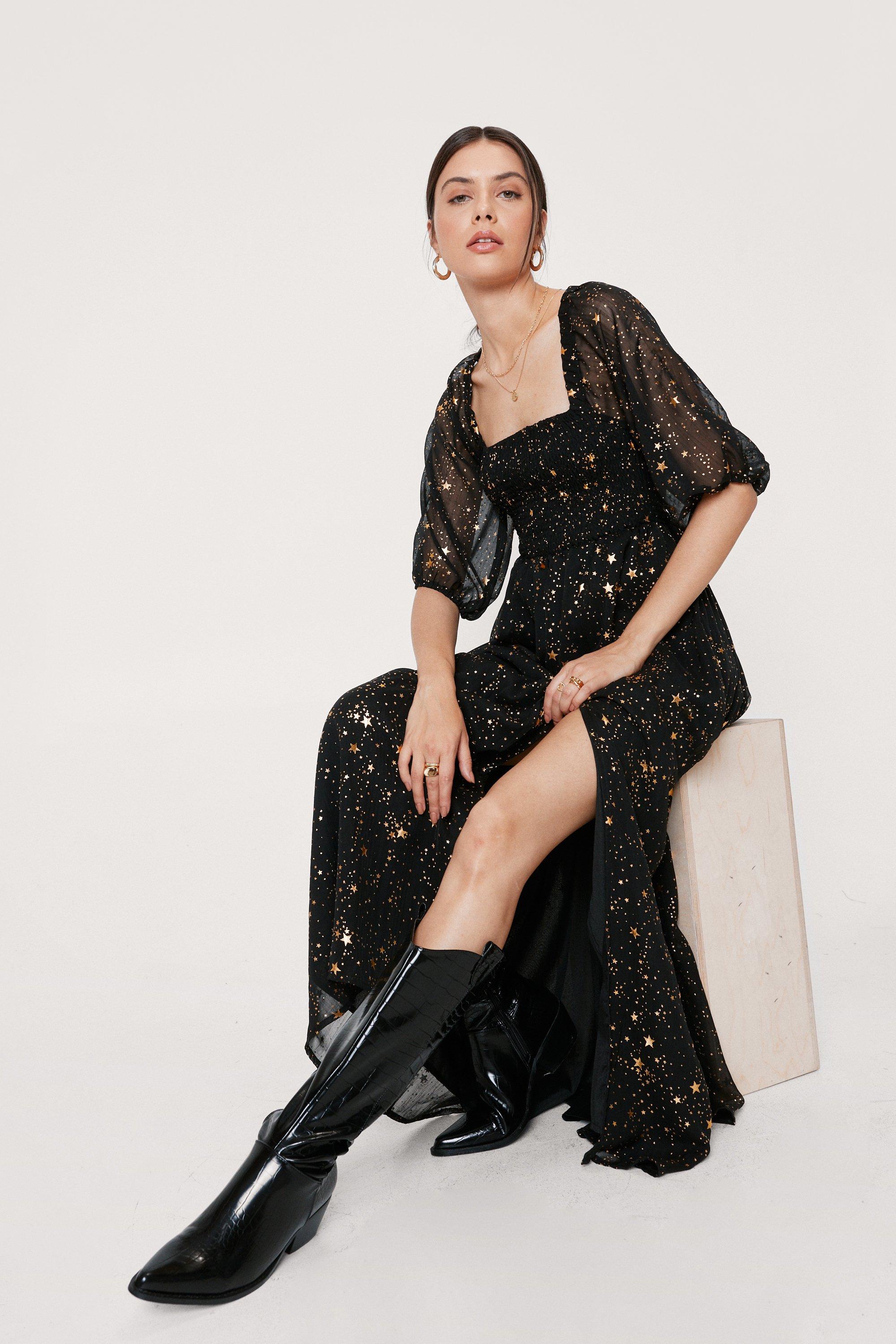starry black dress