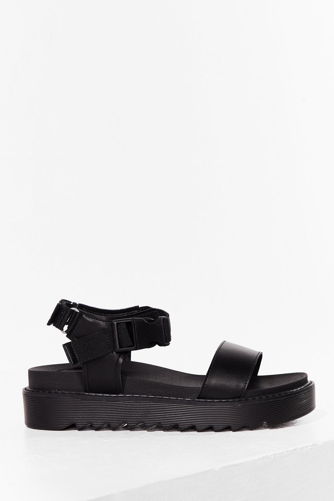 Black Snap Them Up Buckle Faux Leather Sandals image number 1