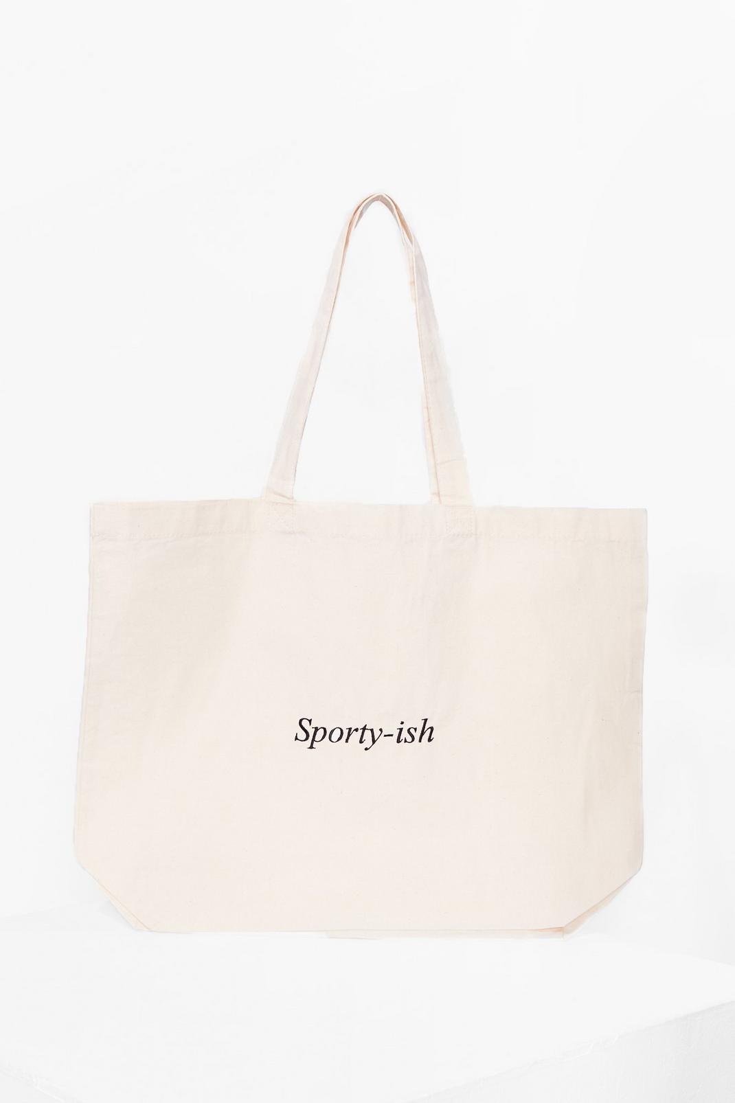Beige WANT Sporty-Ish Canvas Tote Bag image number 1