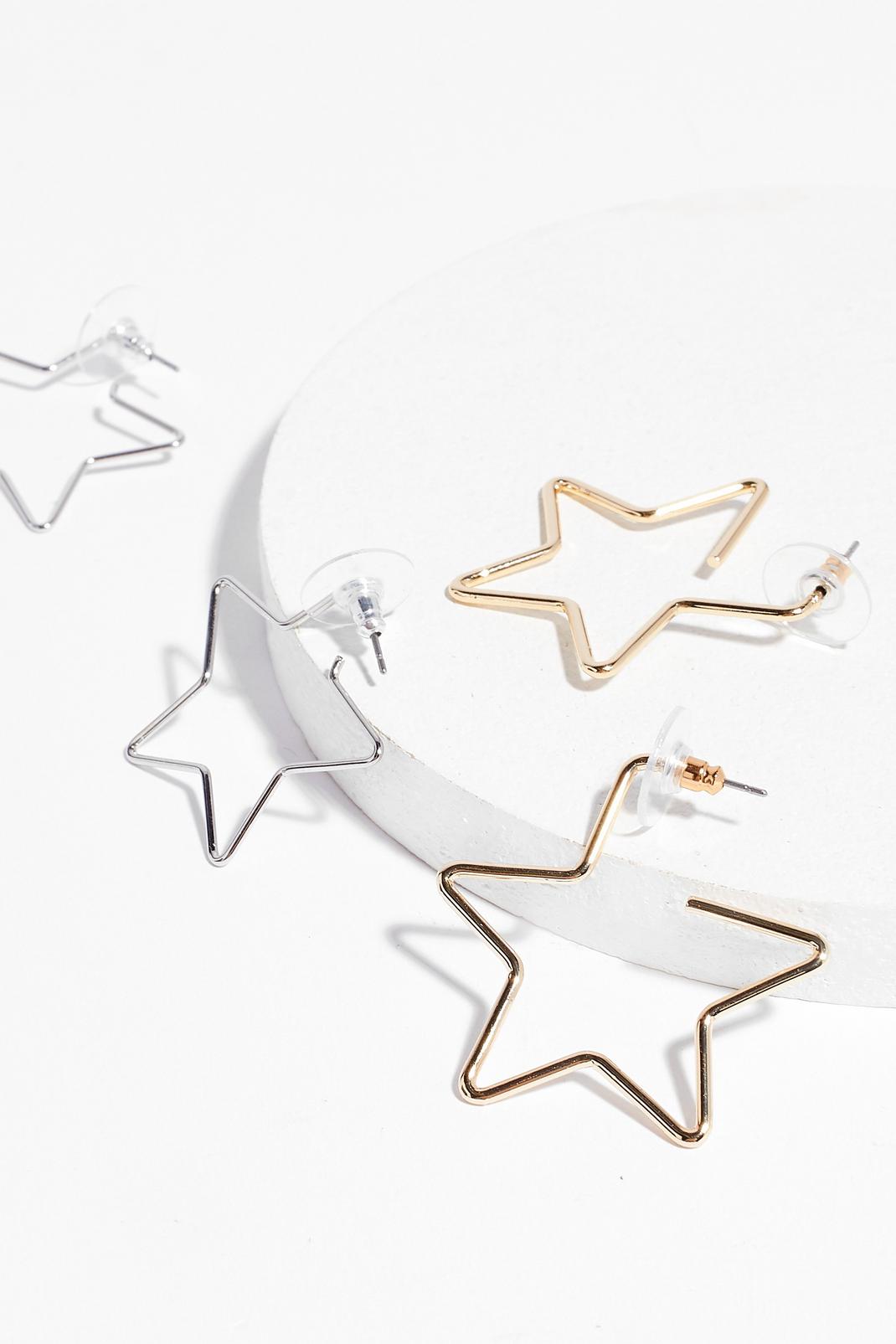 Get Your Mix 2-Pc Star Hoop Earrings image number 1