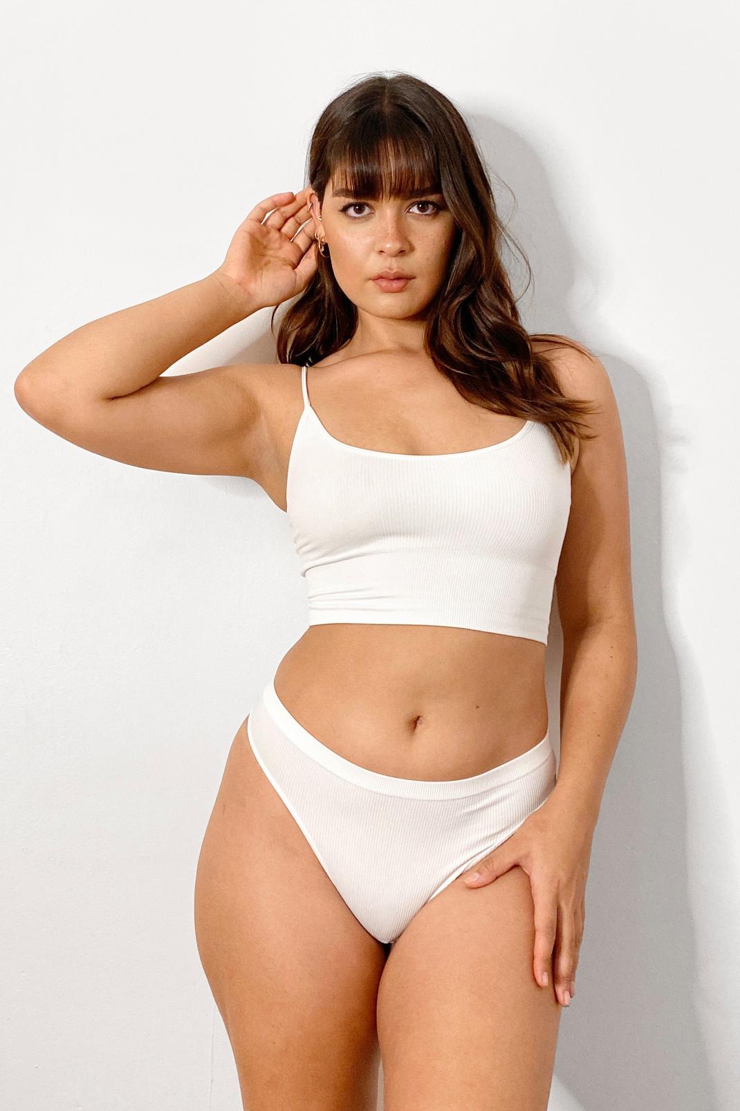 Cream Nothing More or Nothing Seamless Longline Bralette image number 1