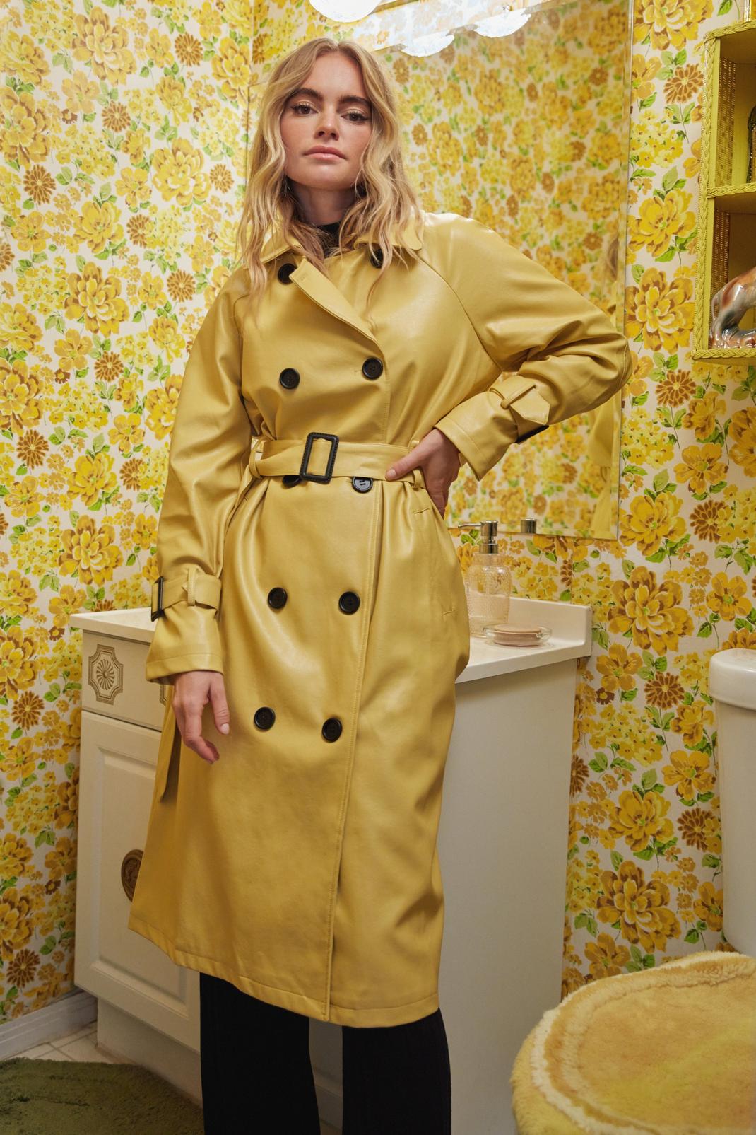 Ochre Time is on My Shine Belted Trench Coat image number 1