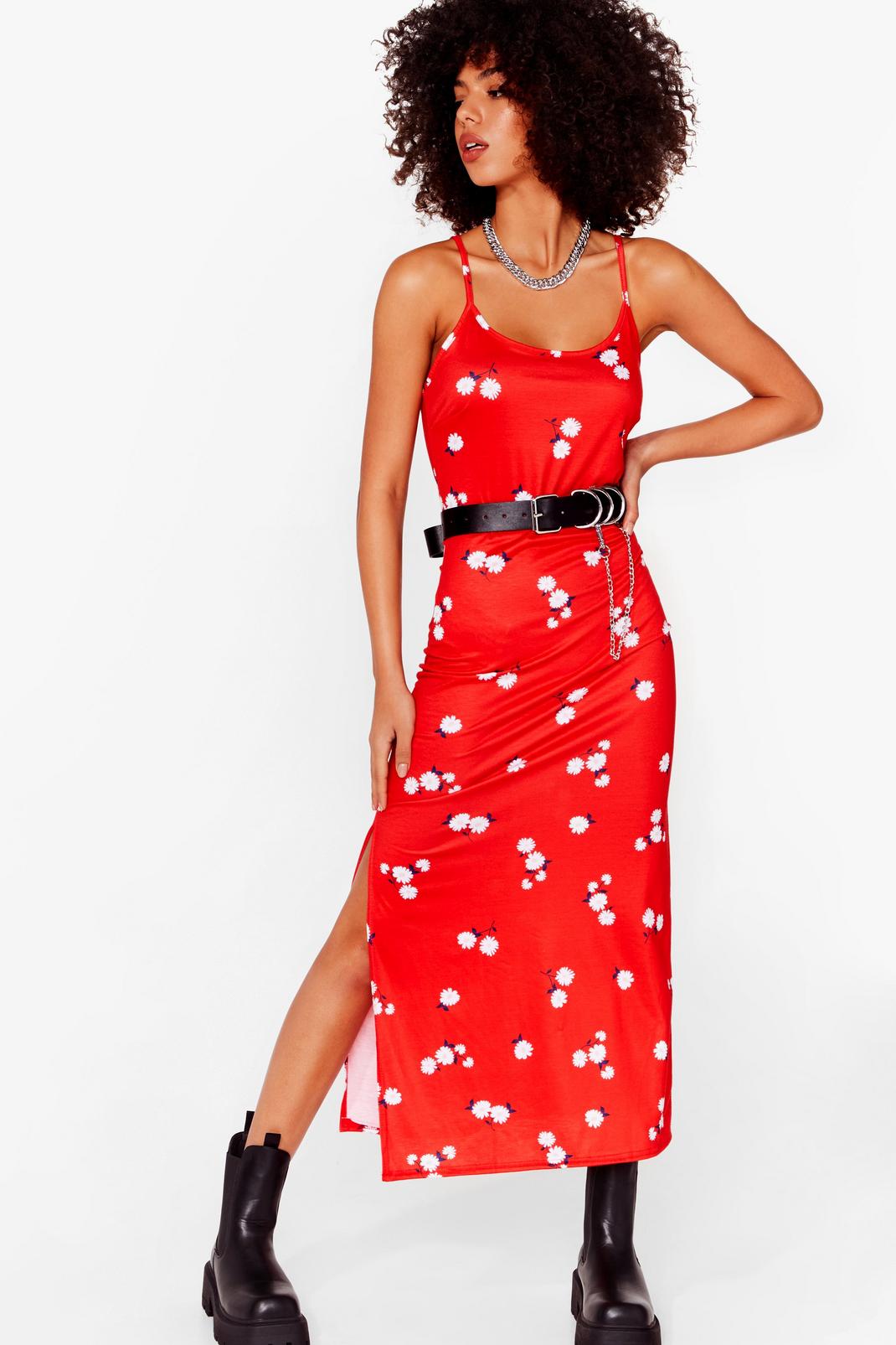 Red Heart Will Grow On Floral Midi Dress image number 1
