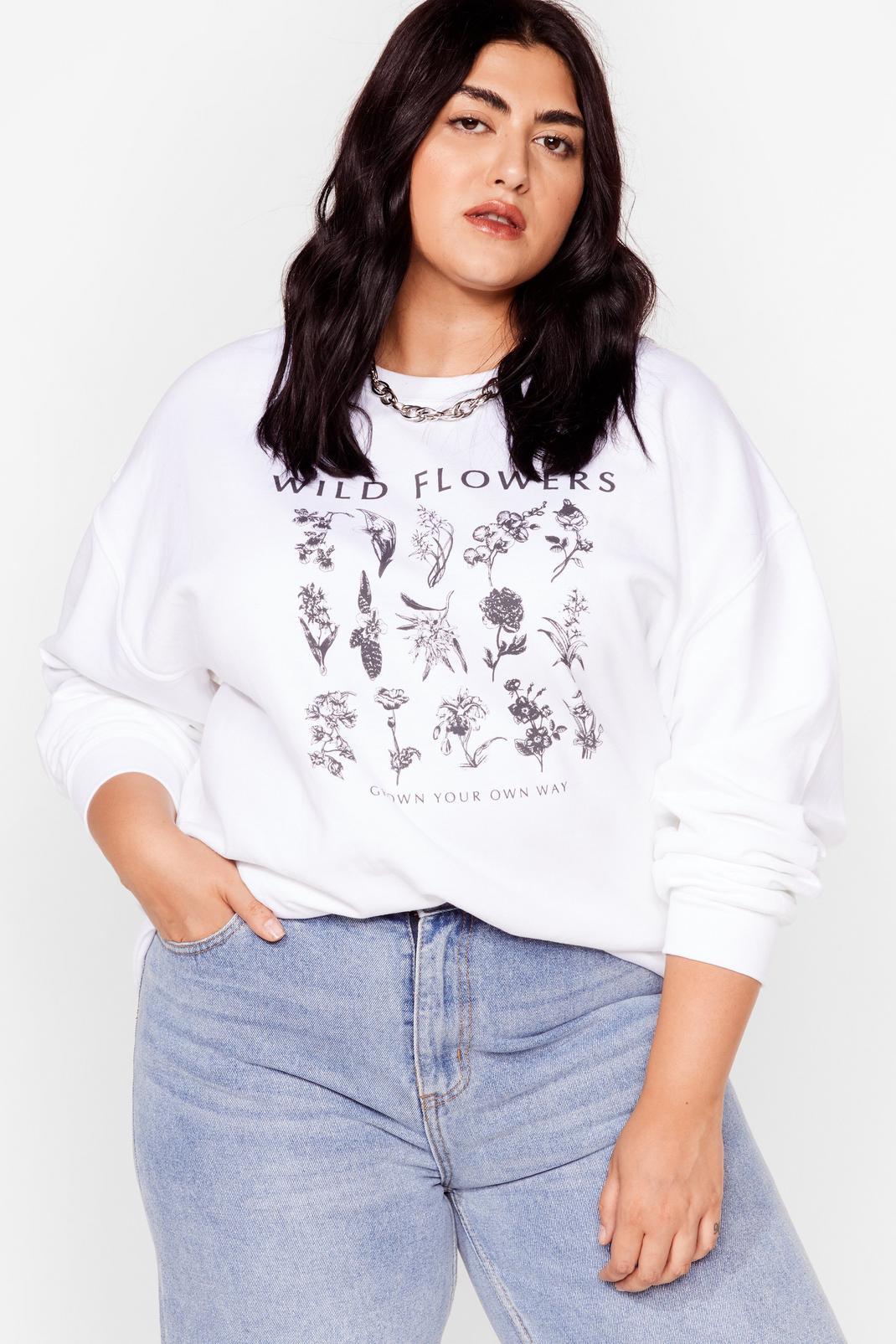 Grande Taille - Sweat ample à impressions Wild Flowers, White image number 1