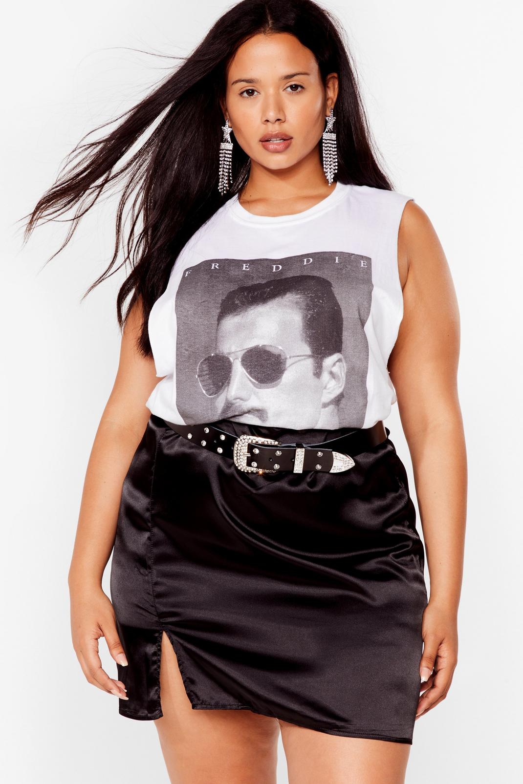 Grande Taille - T-shirt sans manches à impressions Freddie Mercury, White image number 1