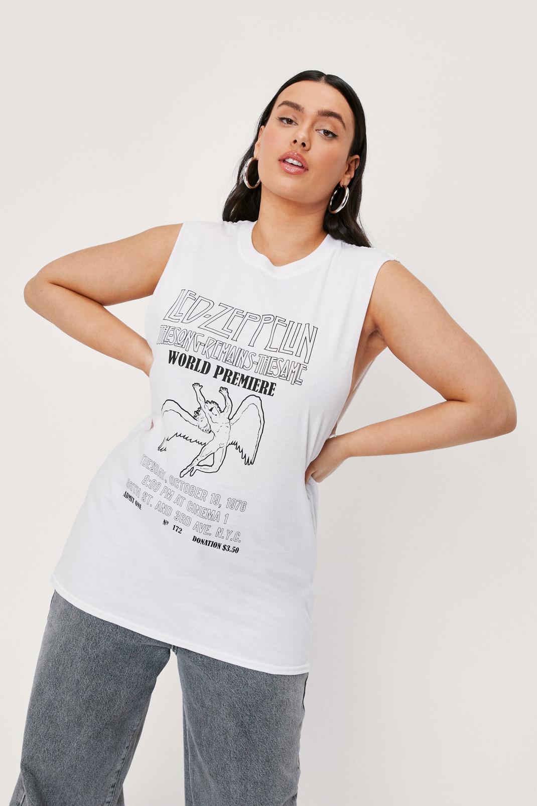 Grande Taille - T-shirt sans manches à impressions Led Zeppelin, White image number 1