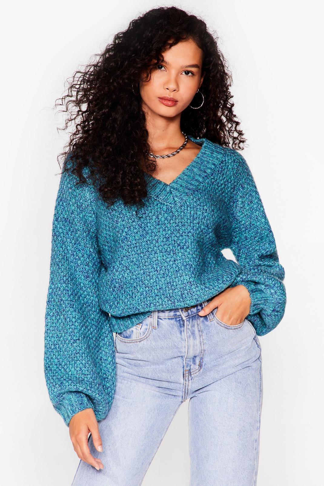 Chunky Knit Balloon Sleeve Jumper image number 1