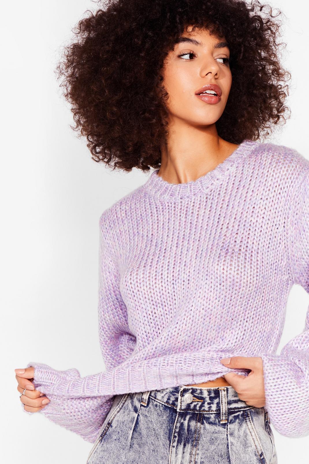 Knitted Puff Shoulder Oversized Sweater image number 1
