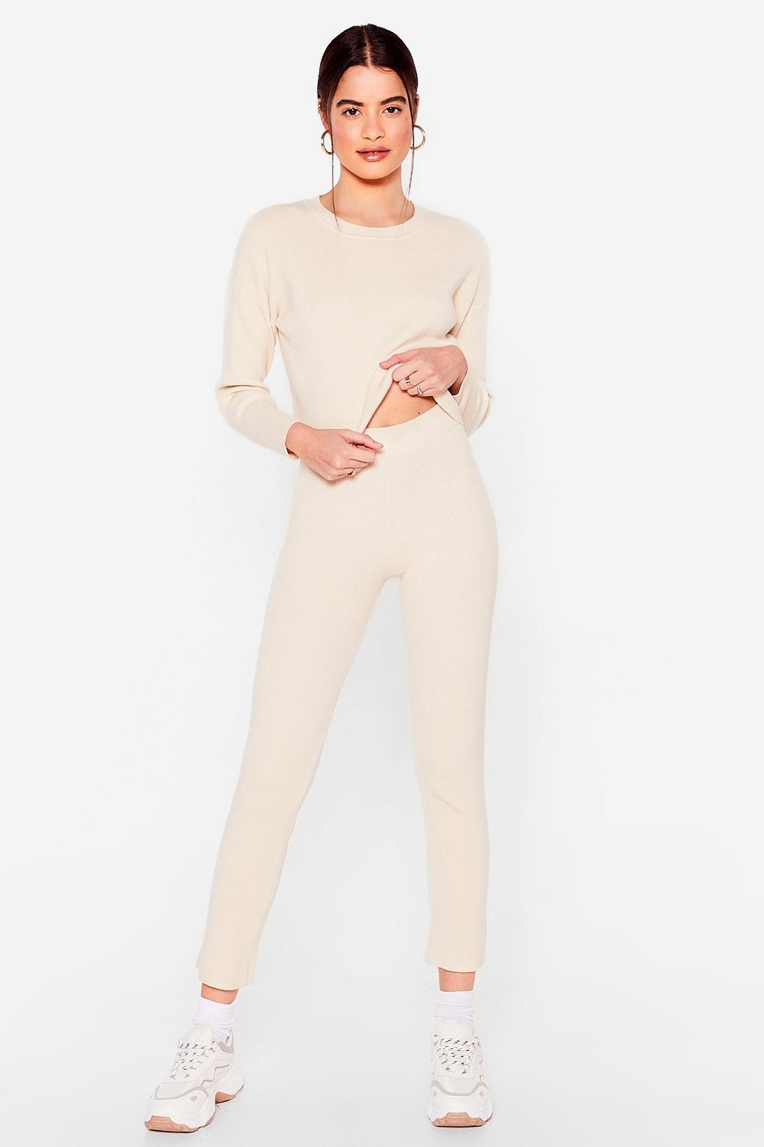 Ivory Knit Sweater and Leggings Loungewear Set image number 1
